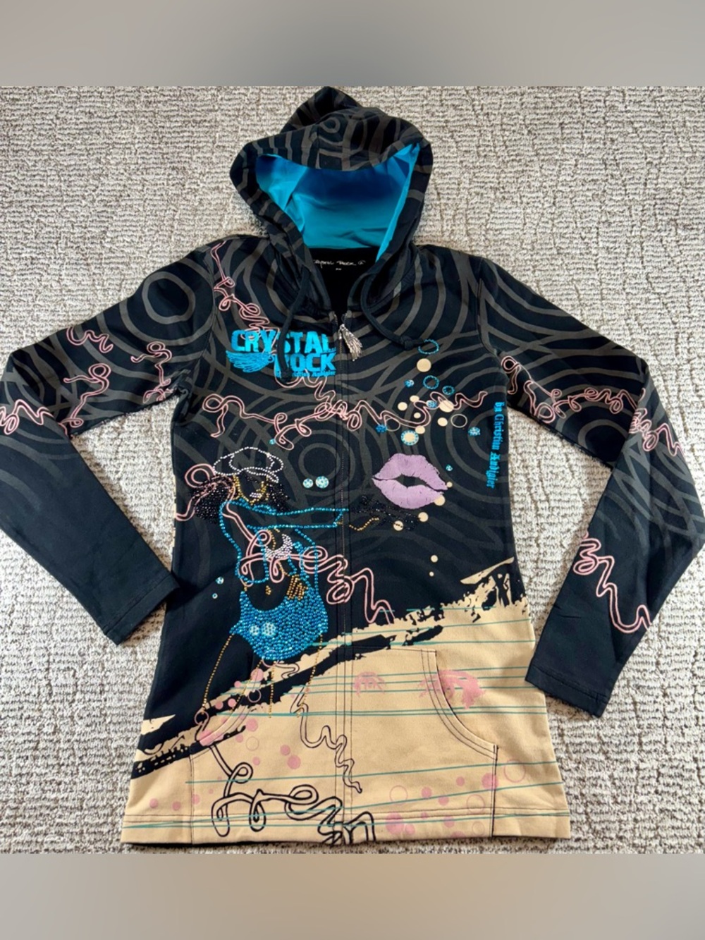 NWT Christian Audigier Women’s Size XS Crystal Rock Limited Edition Hoodie